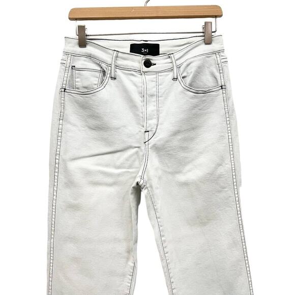 3x1 Austin High-Rise Straight Crop Jeans Frayed Hem Off White size 29 - Picture 4 of 8